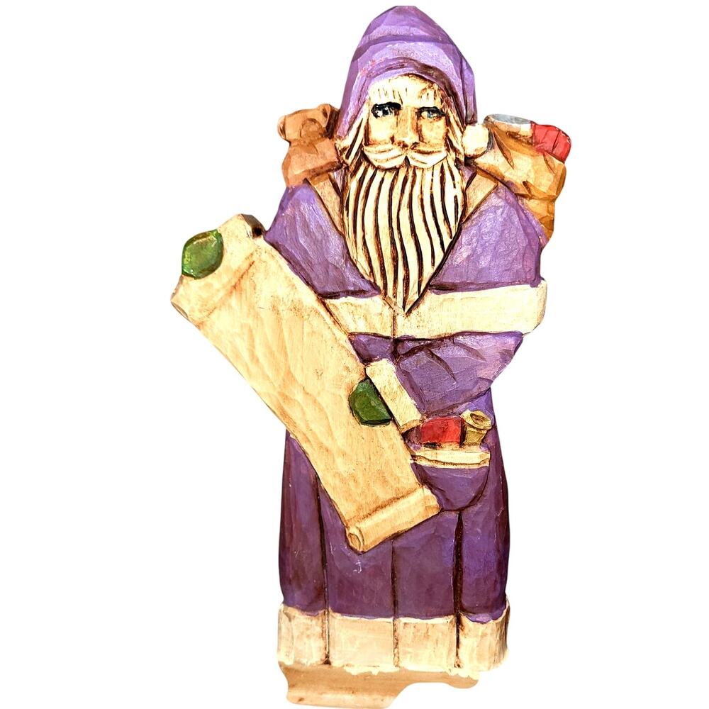 10" Vintage Old World Wood Hand Carved Father Christmas Santa